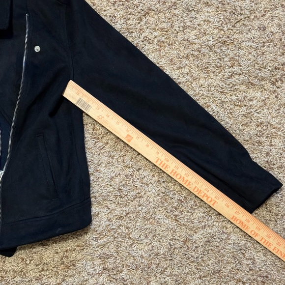 Black Jacket old navy false suede long Sleve jacket size small moto fall chic - Picture 6 of 6
